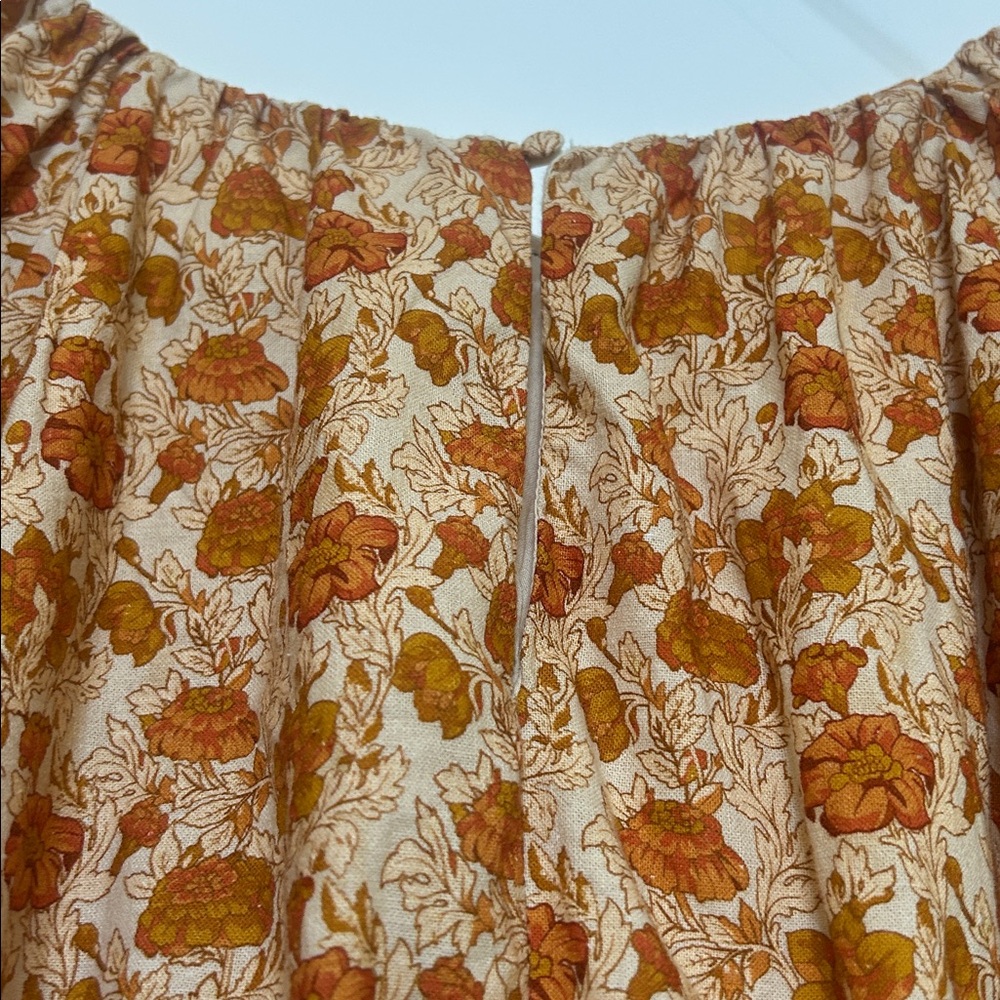 Hyacinth House Burnt Orange Floral Brynn Mini Dress Sz XL Cotton blend tnuck - Picture 5 of 16